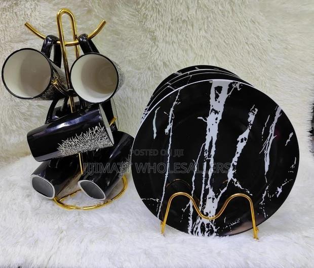 6 Pc Mug Tree Black En+ 6 Pc Ceremic Plates Black - main view