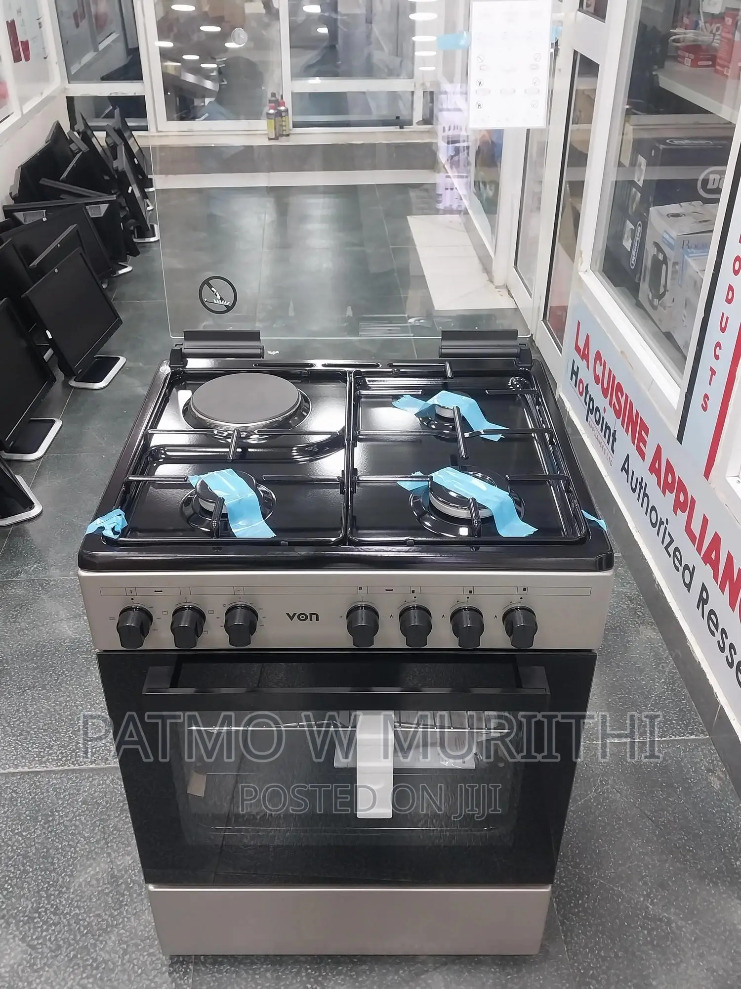 Von Standing Cooker 3 Gas + 1 Electric - Grey 55*60 Electric Oven