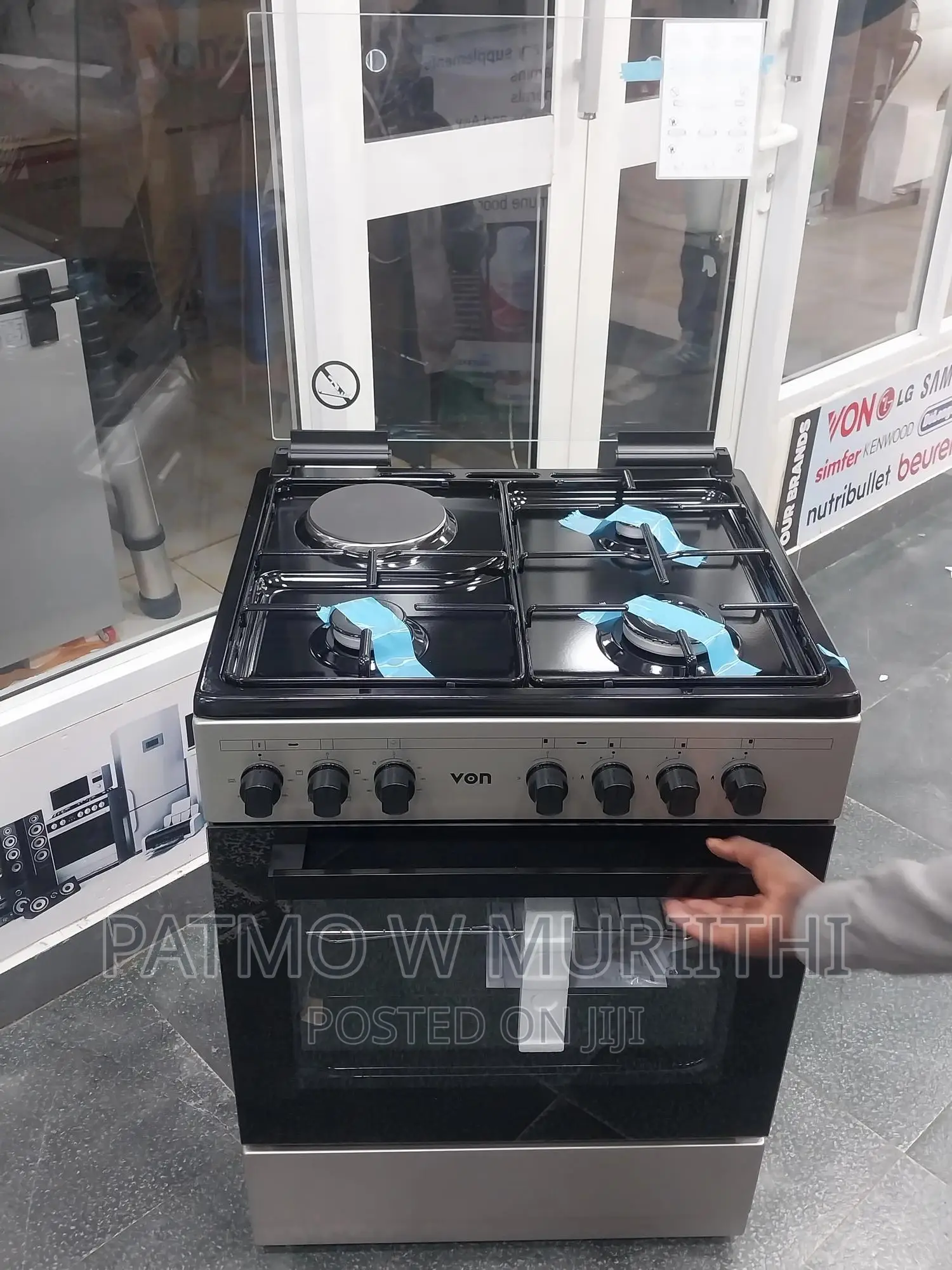 Cooker, Von Standing Cooker 3gas + 1electric - Grey Modern