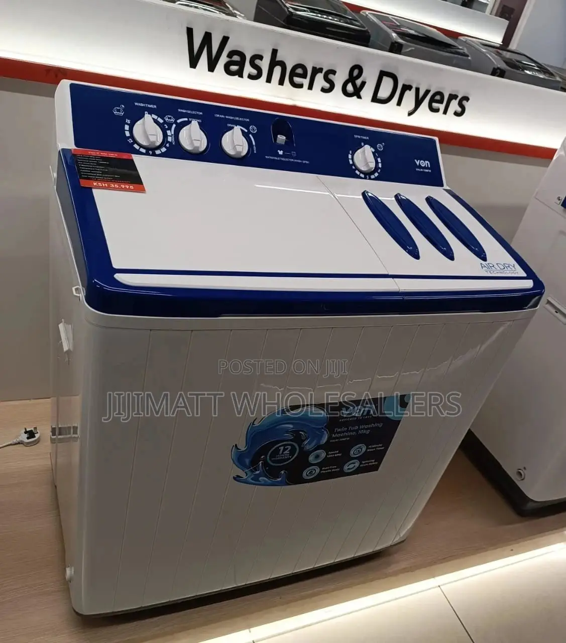Washing Machine//10kg Von Twin Tub Washing Machine Available
