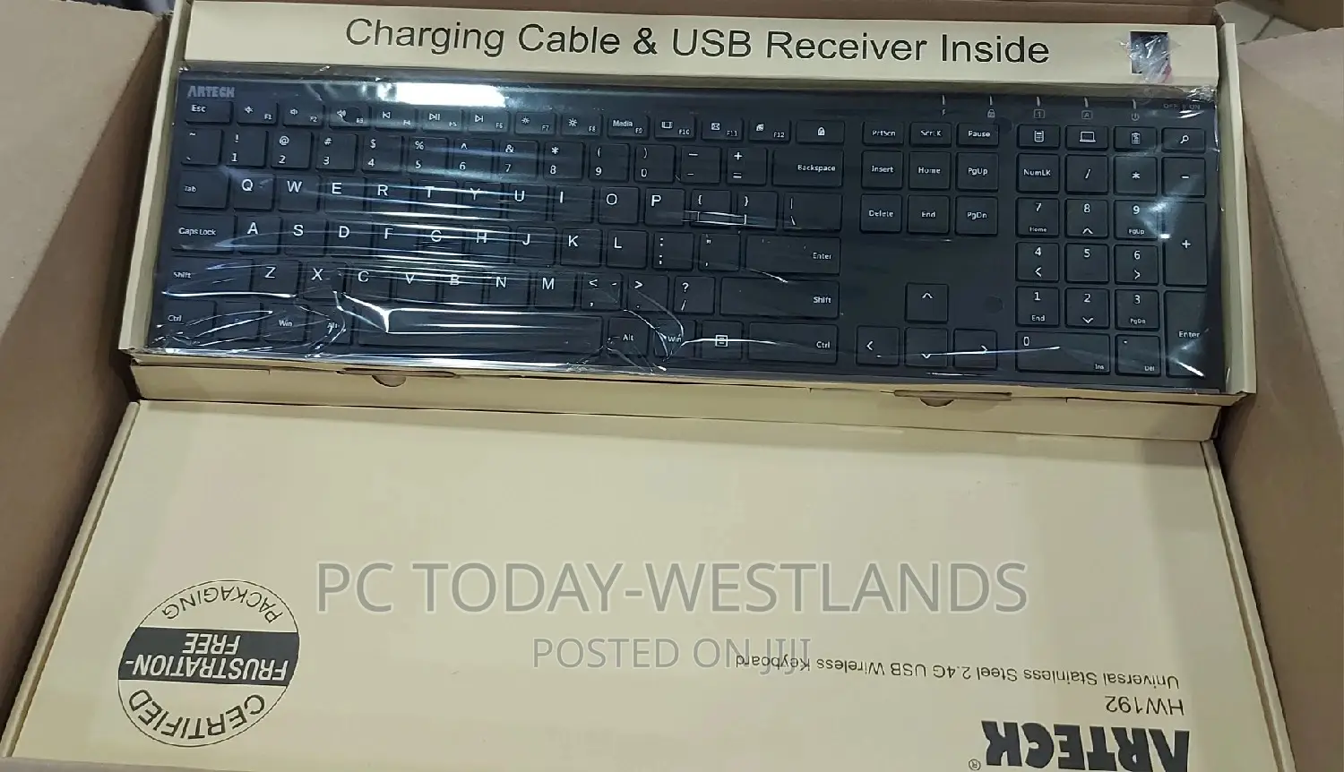 Arteck 2.4G Wireless Keyboard Stainless Steel Ultra Slim