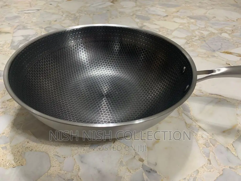 *32cm Full Stainless Steel Honey Comb Wok Pan
