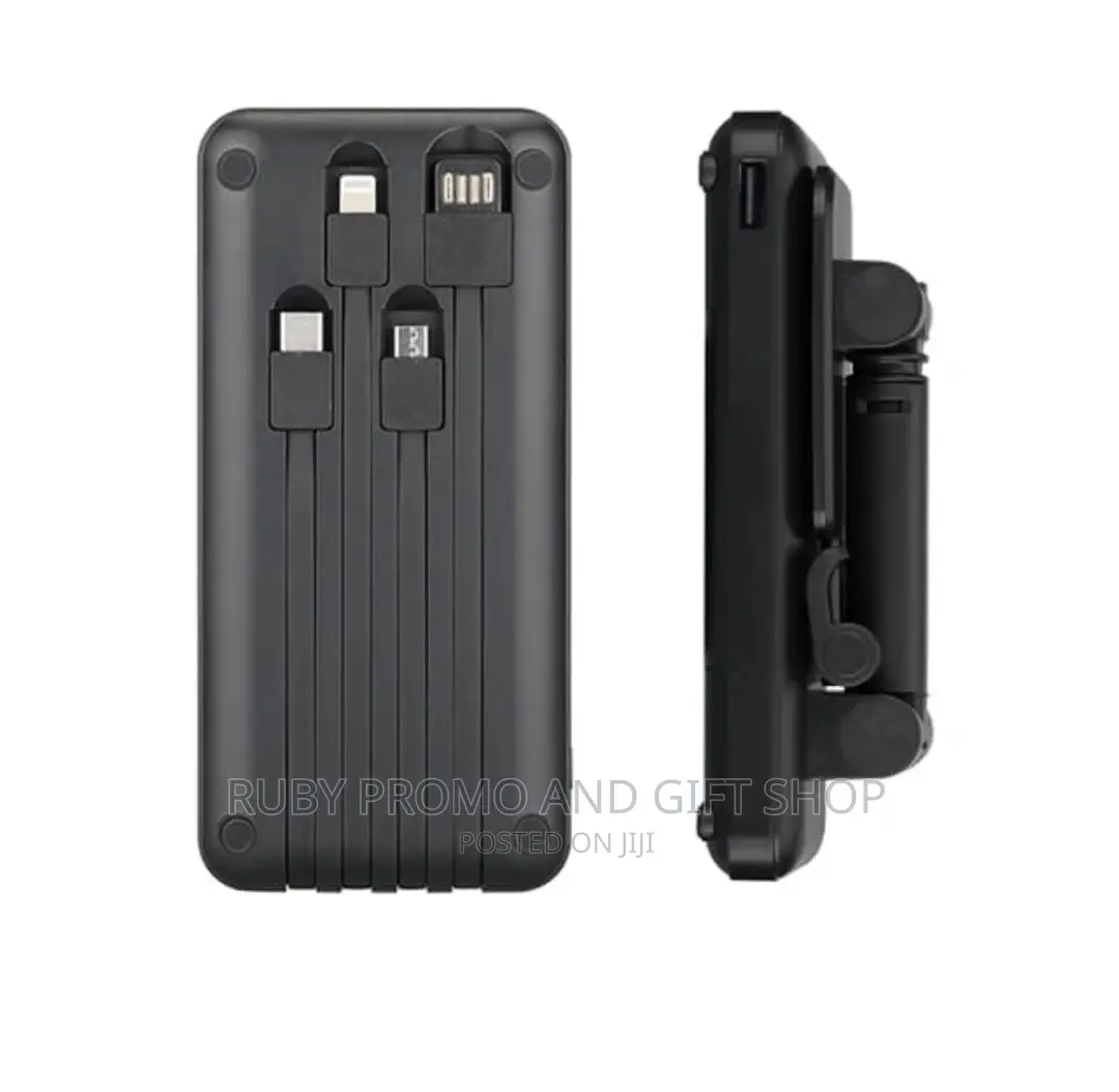 Powerbank Phone Stand With Inbuilt Cables