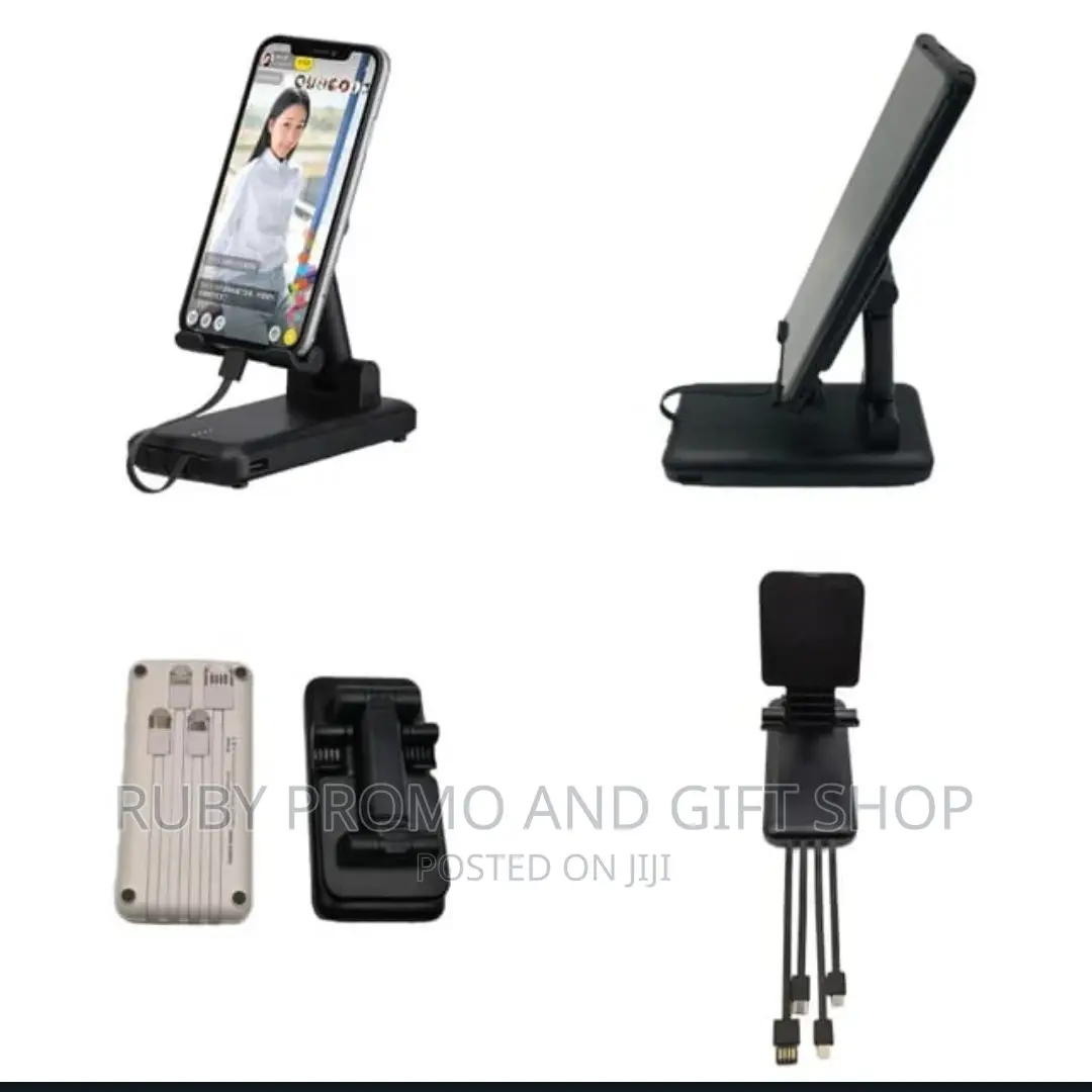 Powerbank Phone Stand With Inbuilt Cables