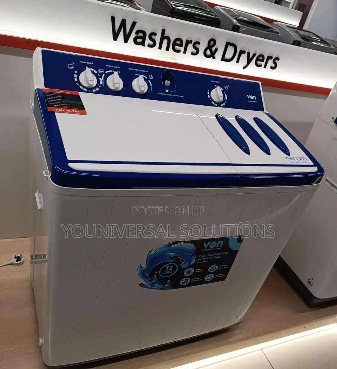 10kg Von Twin Tub Washing Machine