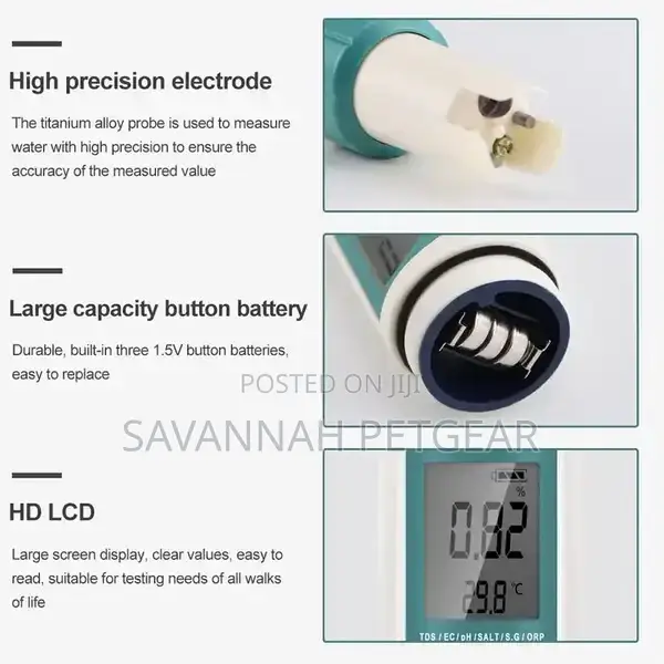 Digital 7 in 1 PH TDS EC Salinity S.G ORP Temperature Water
