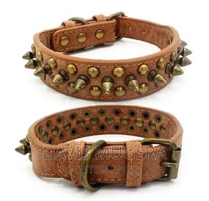 PU Leather Spiked Studded Dog Collar for Pitbull Labrador - thumbnail 2