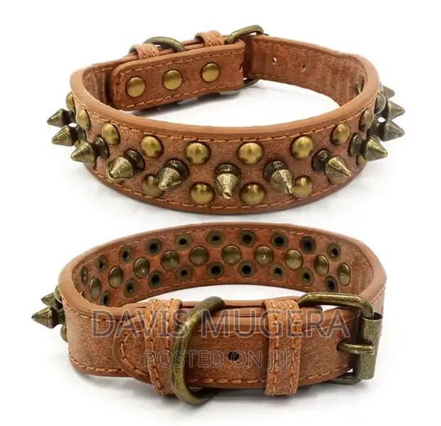 PU Leather Spiked Studded Dog Collar for Pitbull Labrador - main view