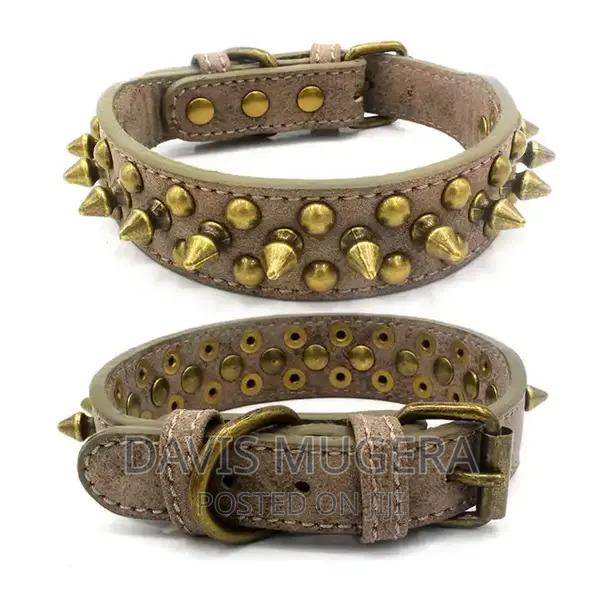 PU Leather Spiked Studded Dog Collar for Pitbull Labrador - thumbnail 4