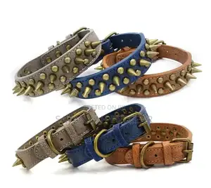 PU Leather Spiked Studded Dog Collar for Pitbull Labrador