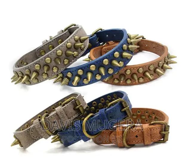 PU Leather Spiked Studded Dog Collar for Pitbull Labrador - thumbnail 6