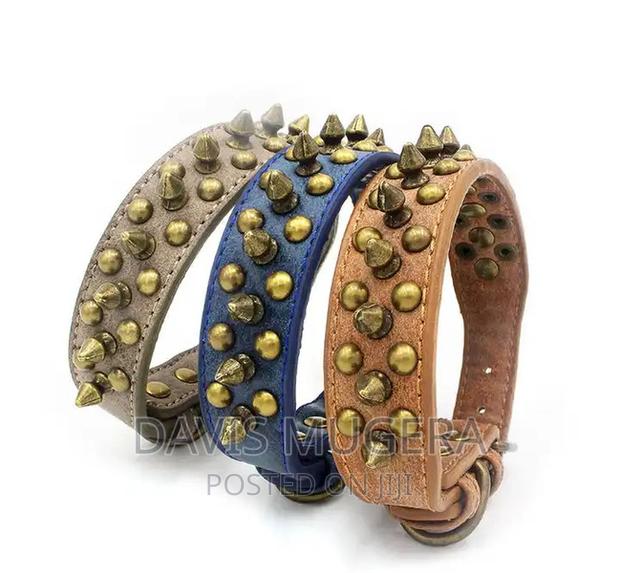 PU Leather Spiked Studded Dog Collar for Pitbull Labrador - thumbnail 7