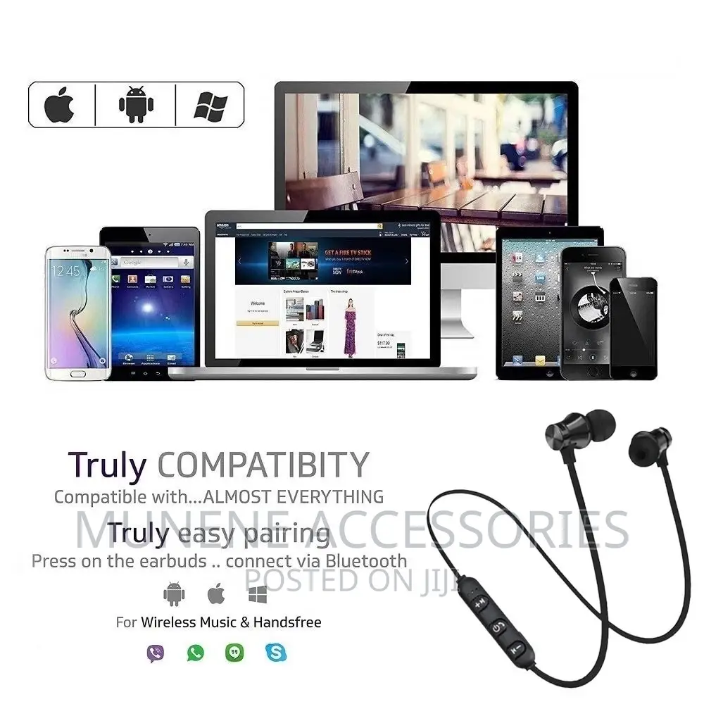 Neckband in-Ear Earphone Mic Wireless Noise Cancel Bluetooth