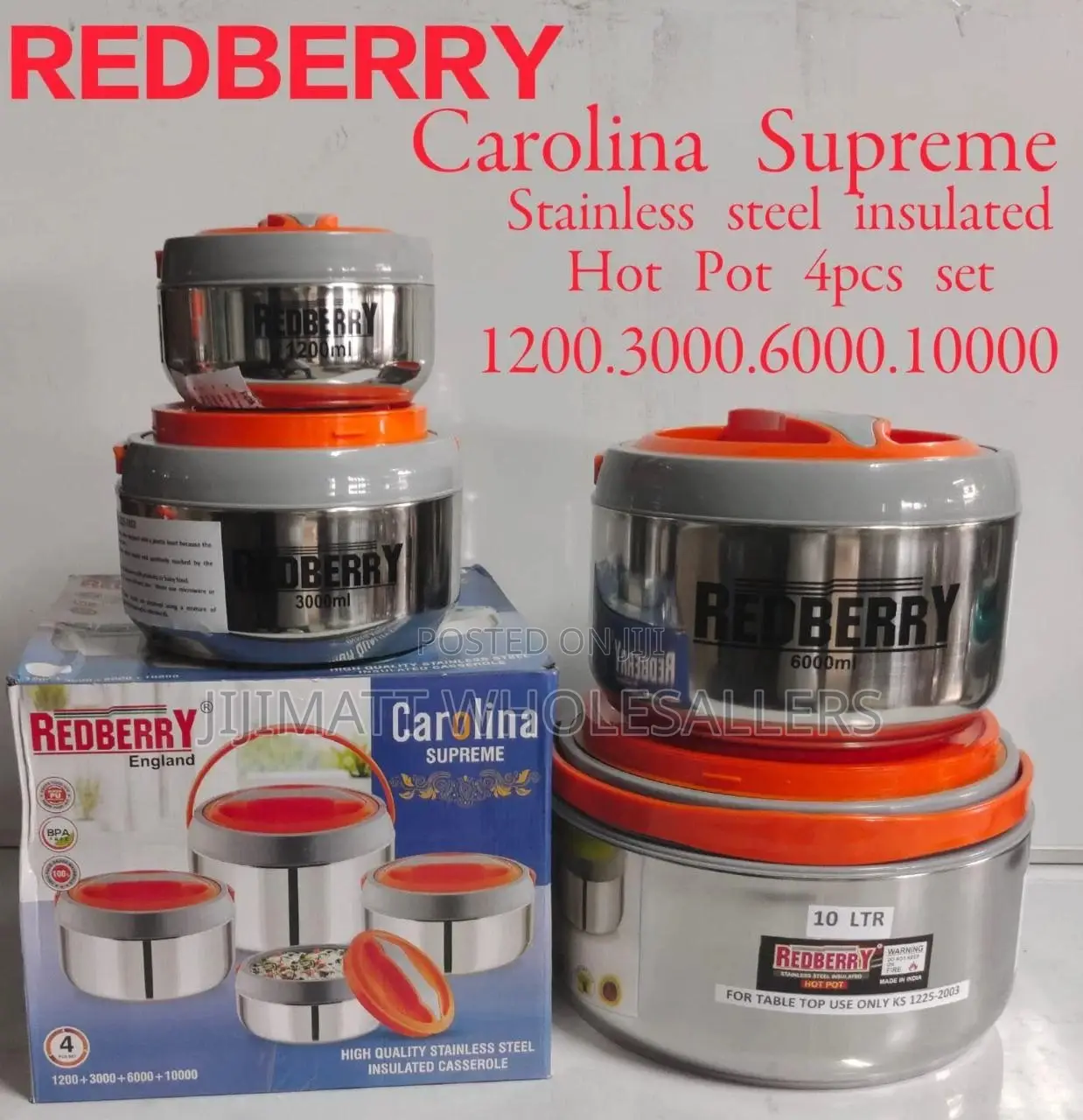 Hot Pot 4 PCS Carolina Insulated Hotpots Available