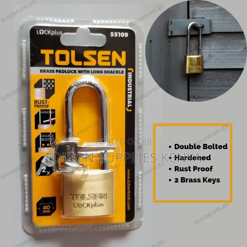 Long Shackle Padlock Hardened Tolsen, Double Bolted - 5109