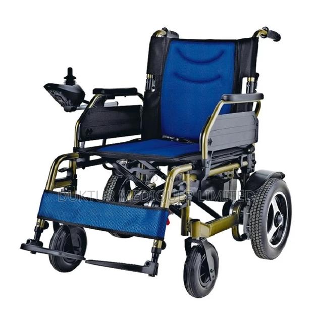 Compact Folding Electric Wheelchair (Blue) - main view