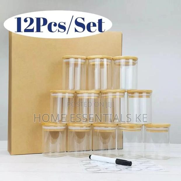 *12pcs Glass Spice Jar Set With Free Stickers Pen - thumbnail 2