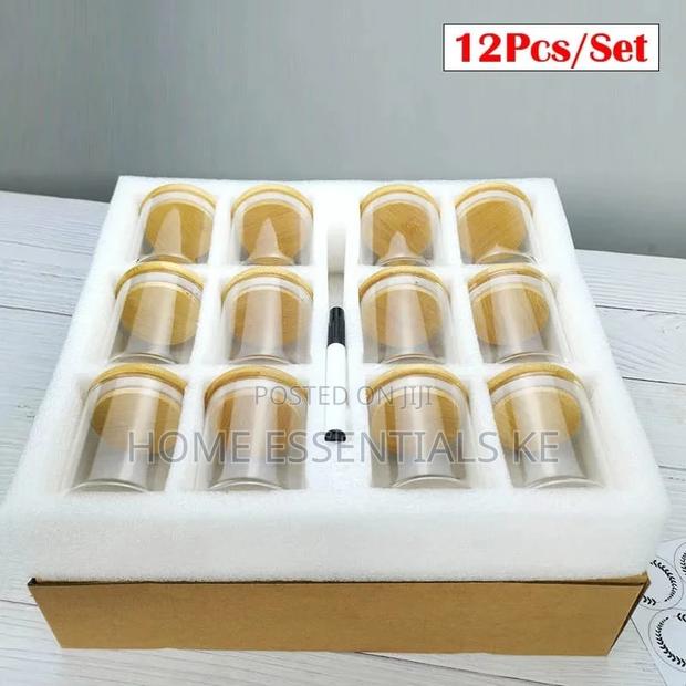*12pcs Glass Spice Jar Set With Free Stickers Pen - thumbnail 3