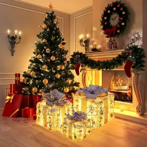 3pcs Set Snow Lighted Gift Box AA Battery Powered