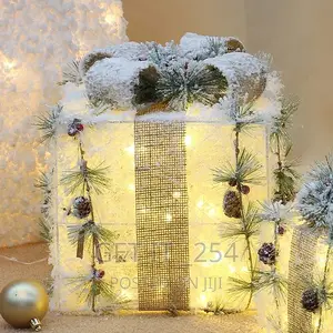 3pcs Set Snow Lighted Gift Box AA Battery Powered