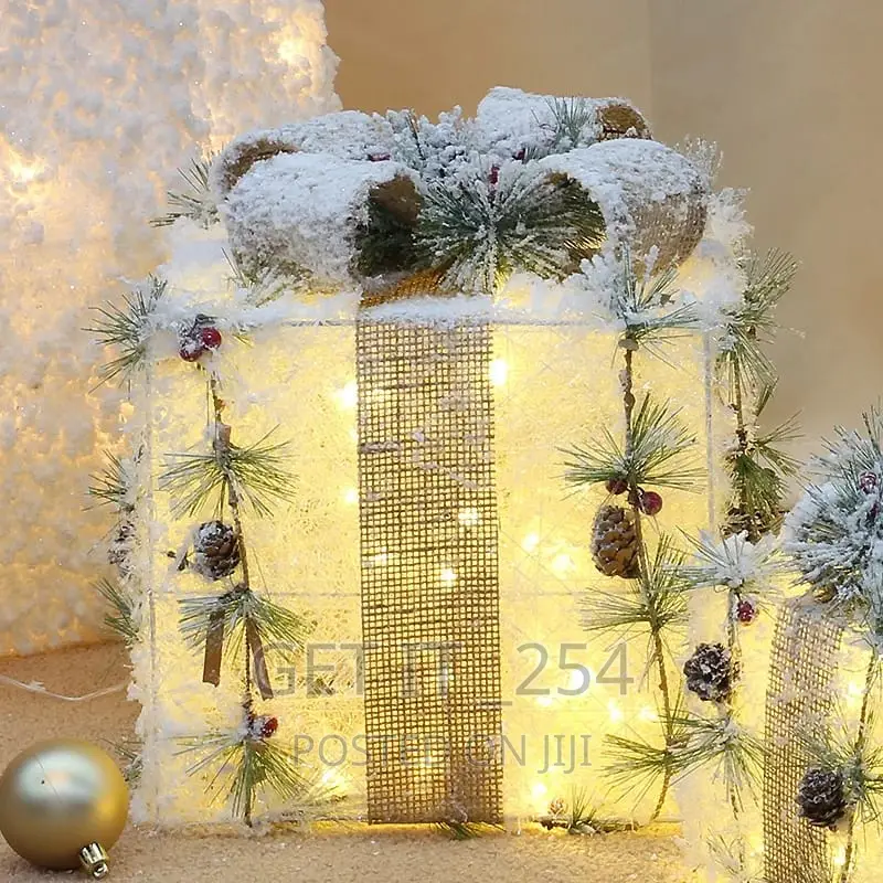 3pcs Set Snow Lighted Gift Box AA Battery Powered