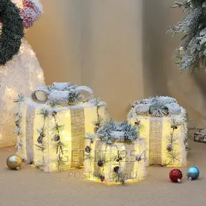 3pcs Set Snow Lighted Gift Box AA Battery Powered