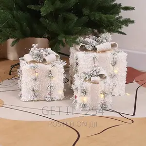 3pcs Set Snow Lighted Gift Box AA Battery Powered