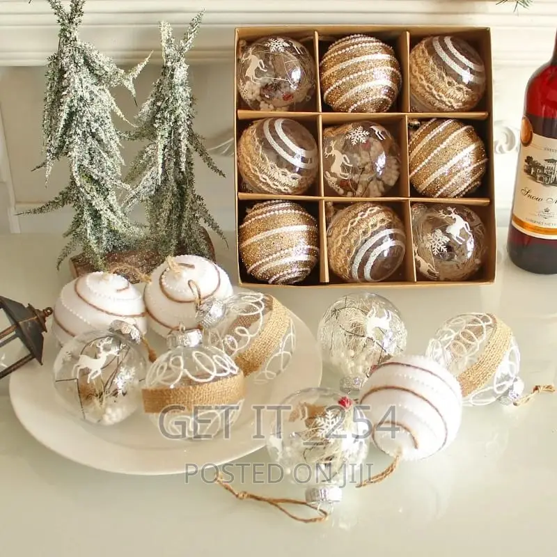 9pc Set Touch of Gold Christmas Ball