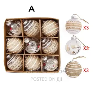 9pc Set Touch of Gold Christmas Ball