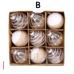 9pc Set Touch of Gold Christmas Ball