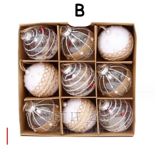 9pc Set Touch of Gold Christmas Ball