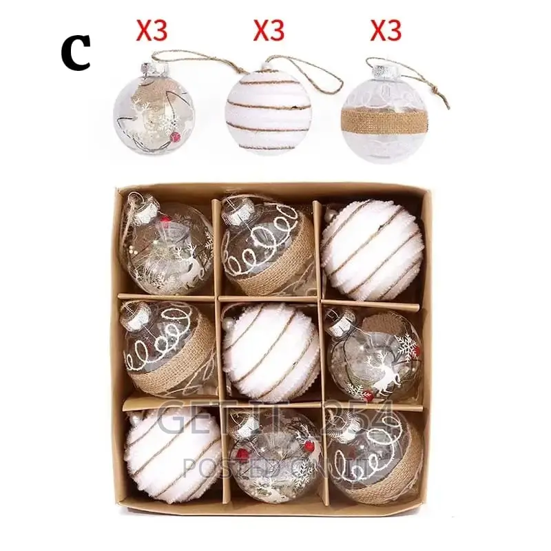 9pc Set Touch of Gold Christmas Ball
