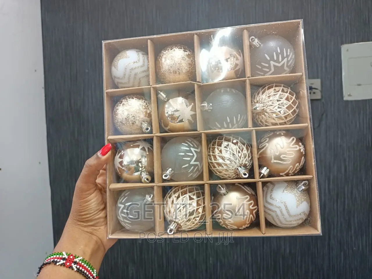16pc Set Touch of Gold Christmas Ball