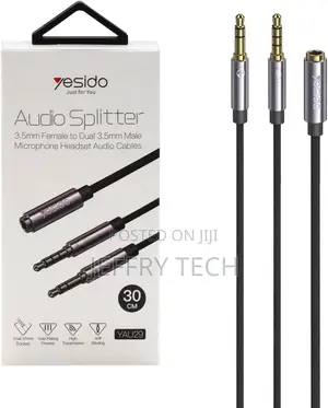 YESIDO YAU29 3.5mm 2 Male to 1 Female Headphone Mic Adapter