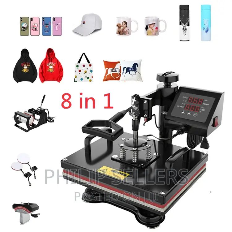 8in1 Sublimation Transfer Plate Cap Mug T Shirt Combo Multif