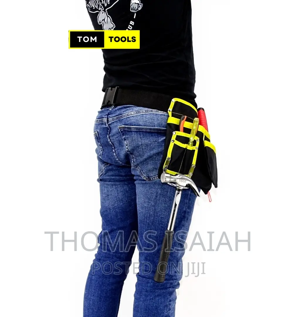 11 Pockets Heavy Duty Polyester Tool Belt With Steel Hammer