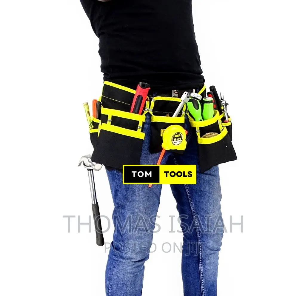 11 Pockets Heavy Duty Polyester Tool Belt With Steel Hammer