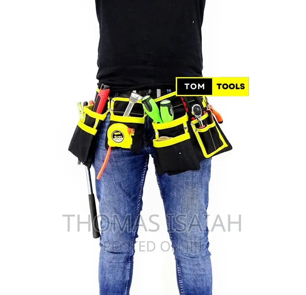 11 Pockets Heavy Duty Polyester Tool Belt With Steel Hammer