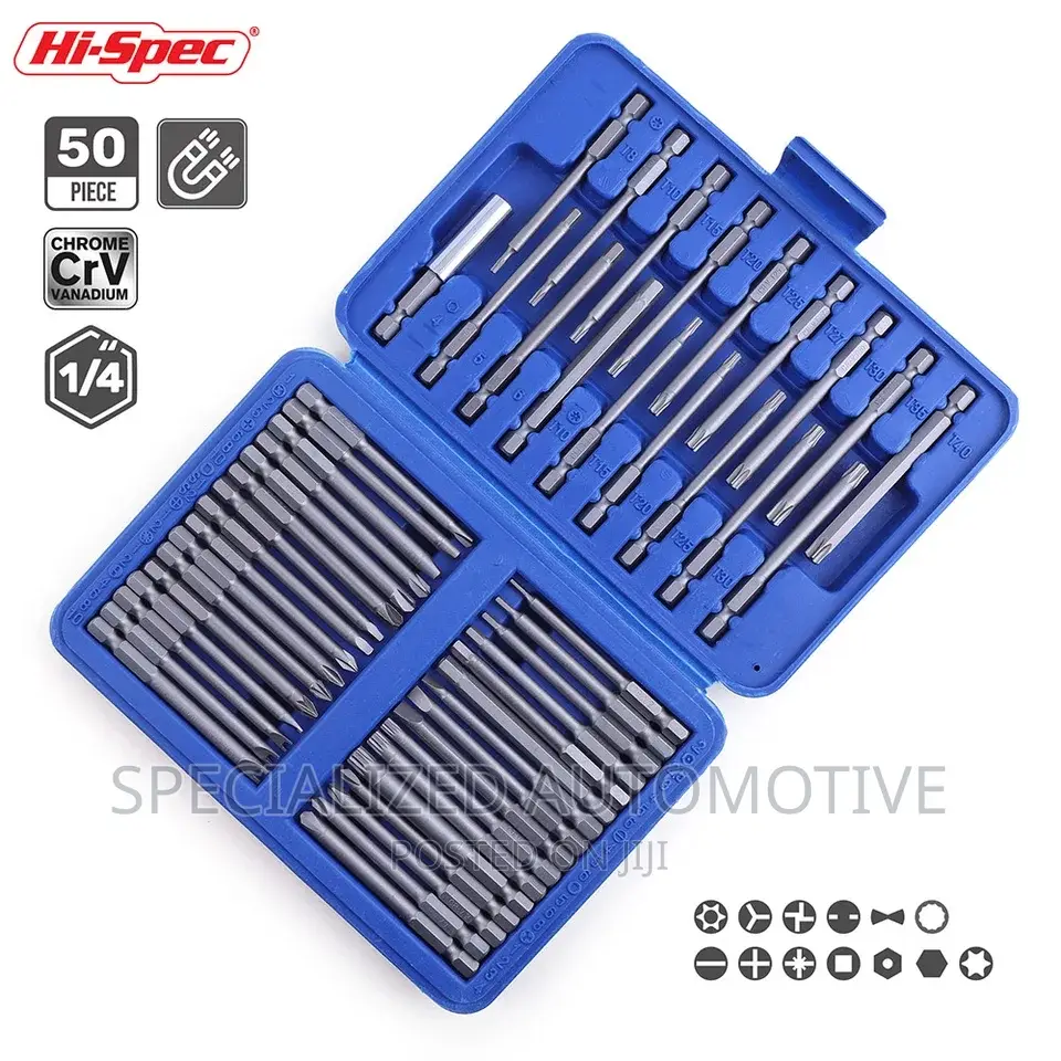 50 Piece Hex, Star, Torx Extra Long Screwdriver Bits