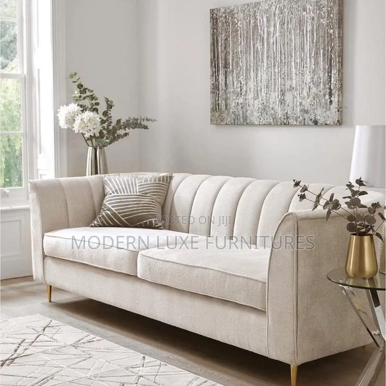 Cream White 3 Seater