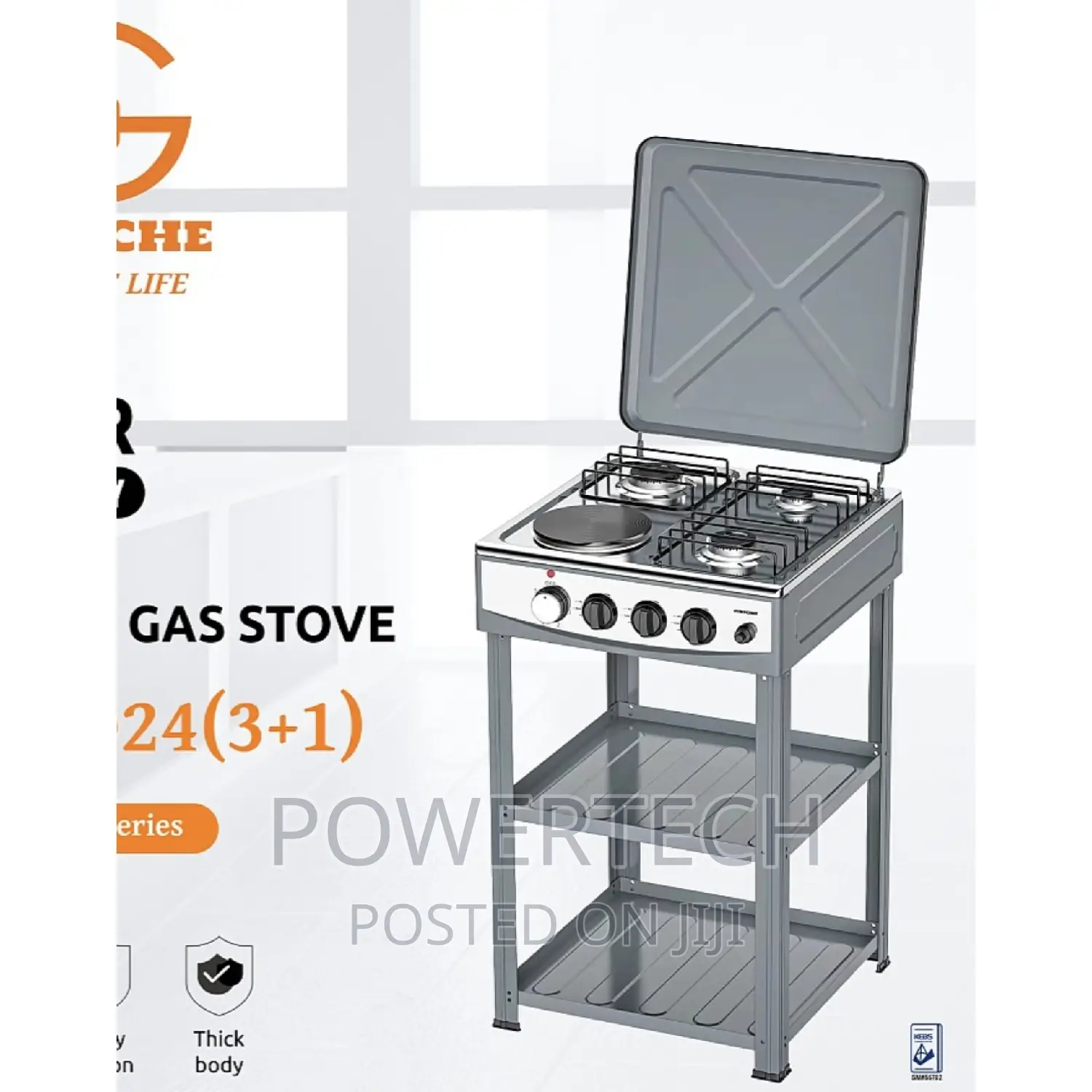 Eurochef 3GAS+1ELECTRIC Free Stand Top Cooker.