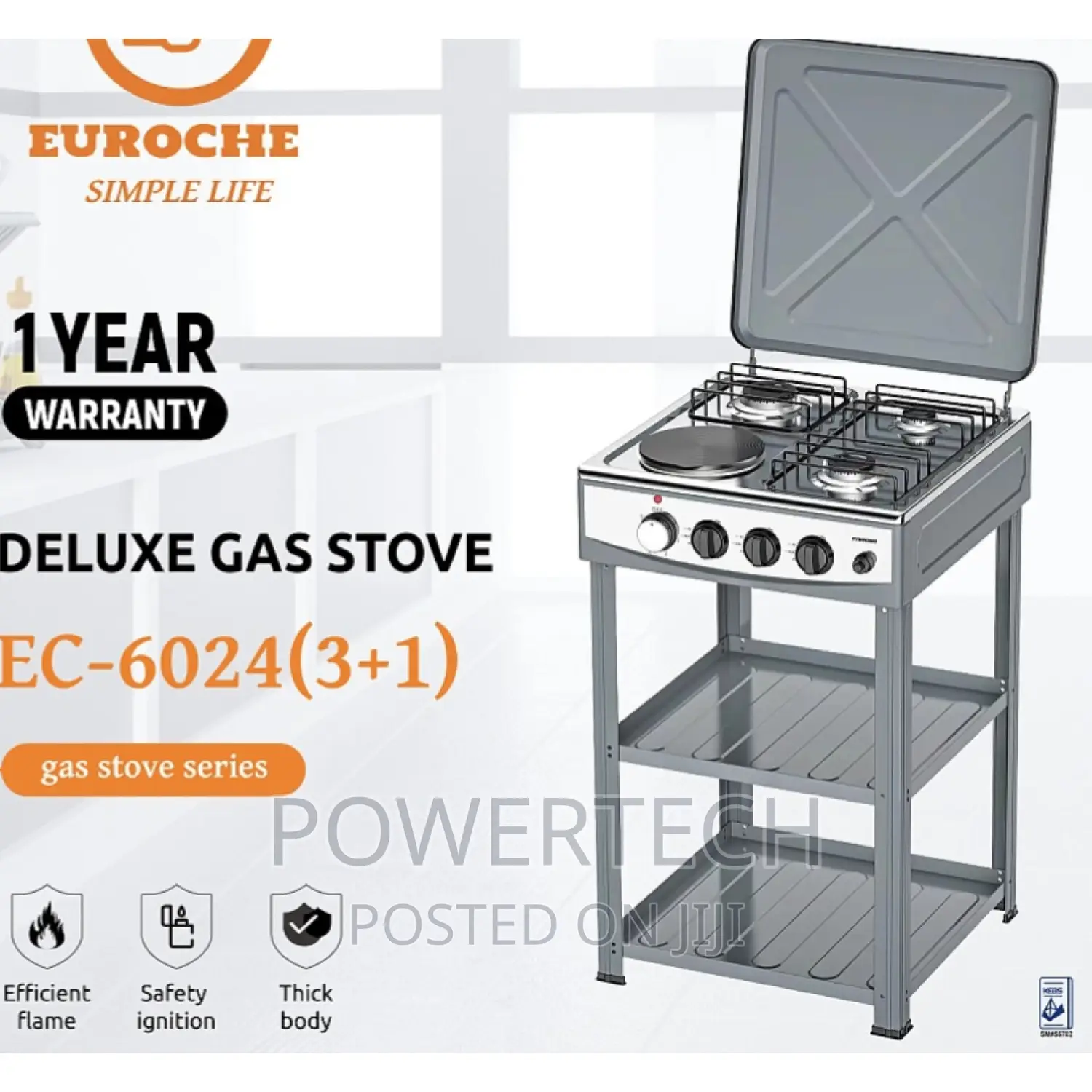 Eurochef 3GAS+1ELECTRIC Free Stand Top Cooker"
