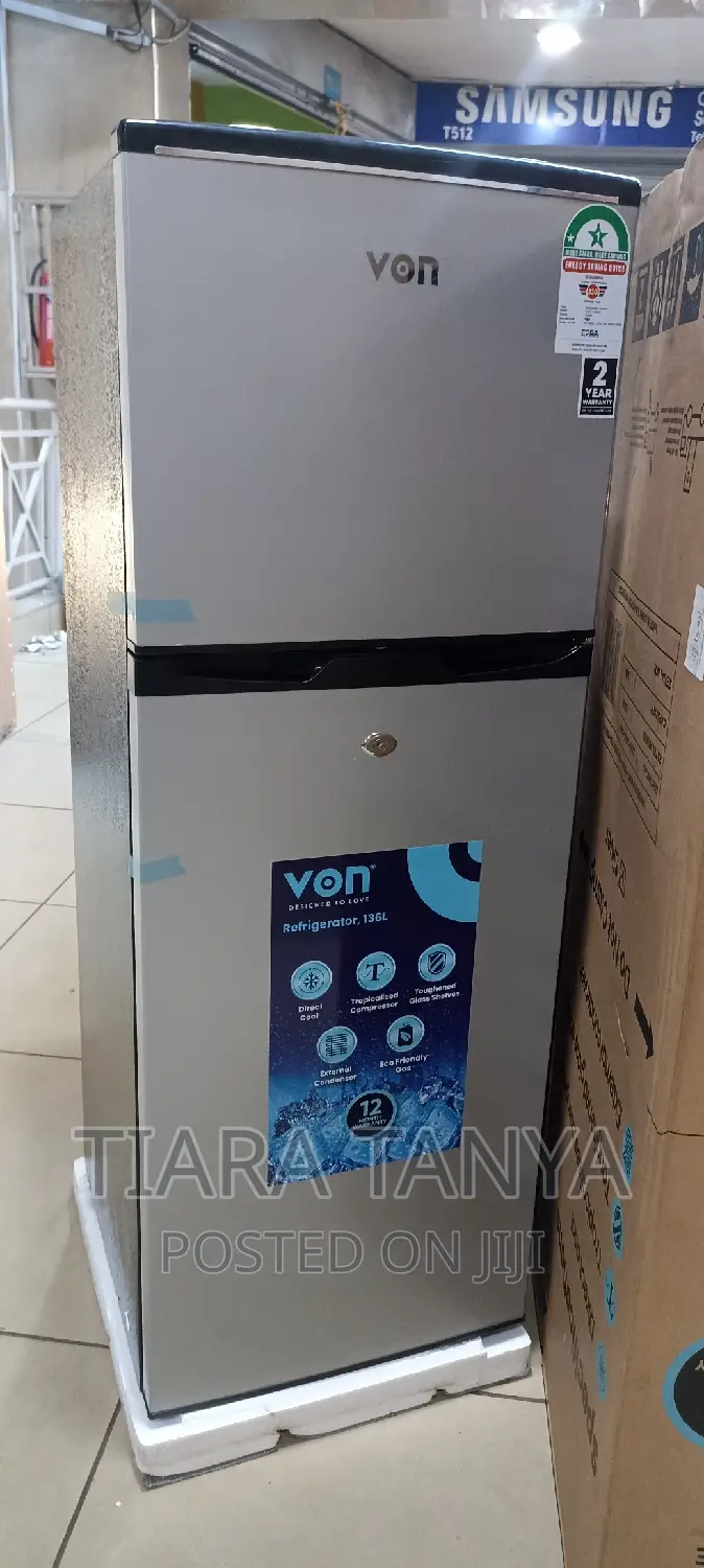 Von Vart-19dhy Double Door Fridge 138l - Silver