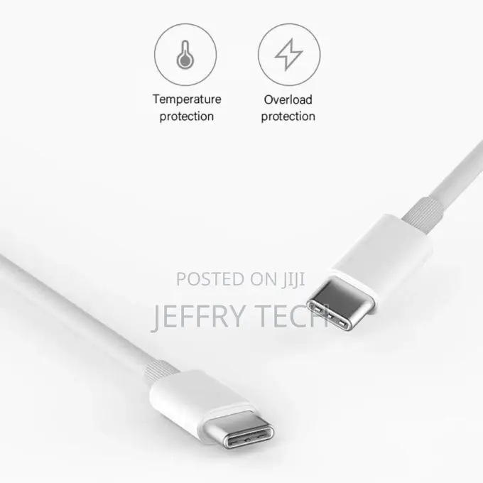 1m 3A Type-C Male to Male PD Fast Charging Cable-White