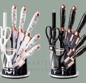 Kunshion Marble Handle Black and White Knives Set