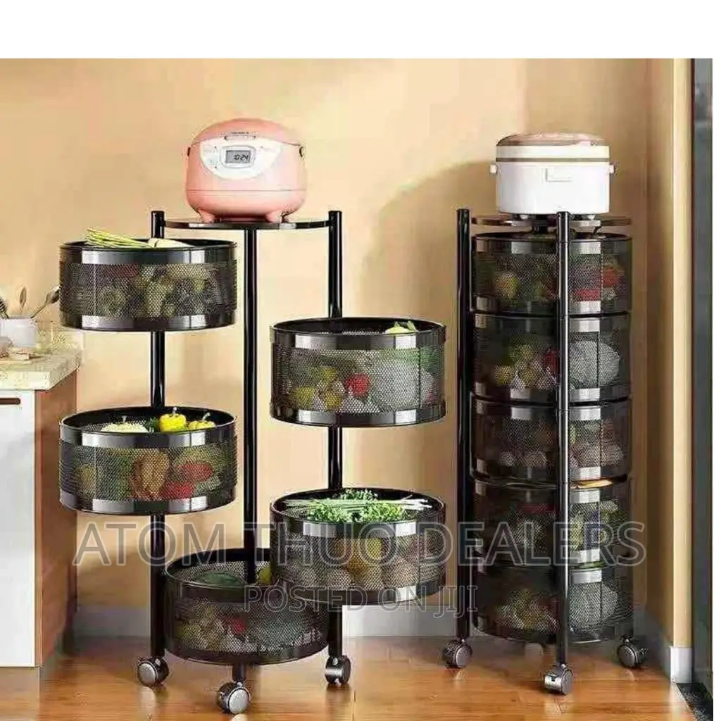 Round Fruits/Kitchen Storage Rack With Wheels 5stair/Tier