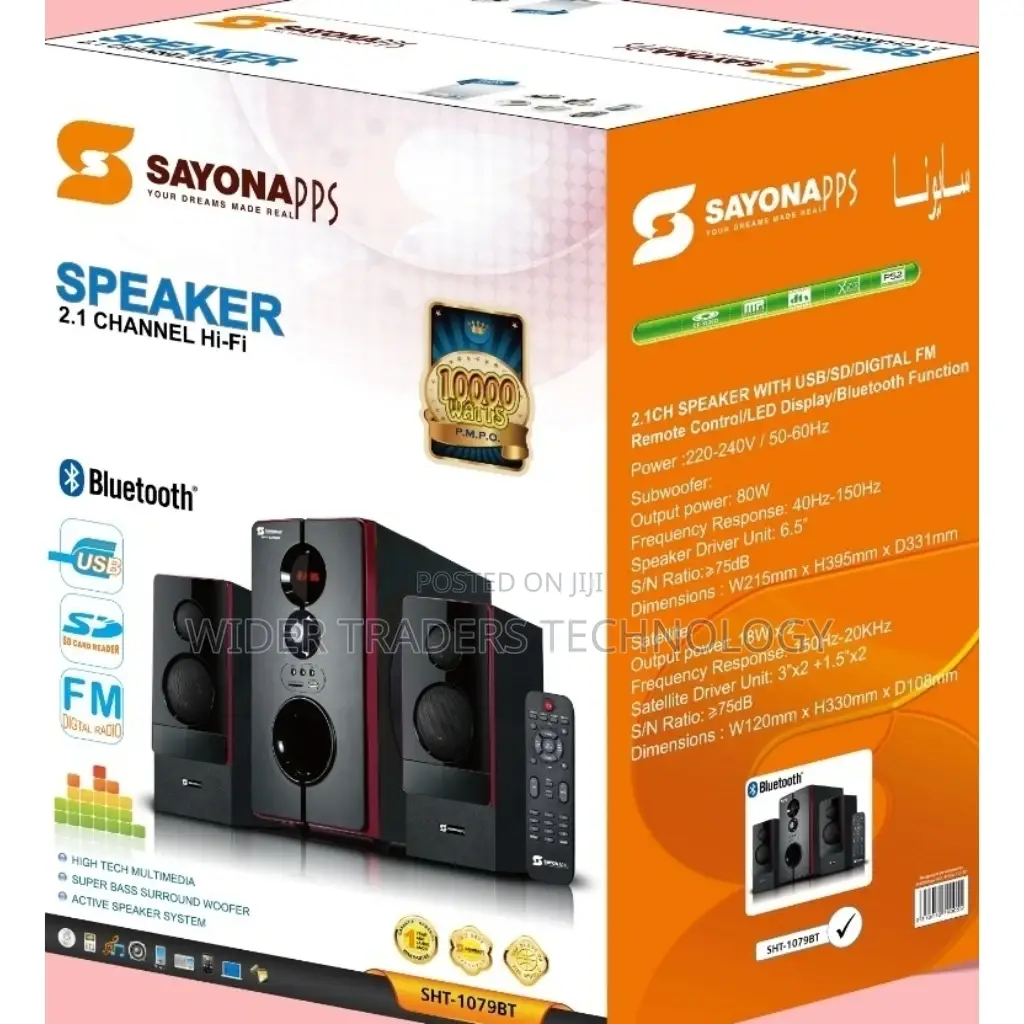 Sayona SHT-1079 BT Sub Woofer,10000W PMPO Bluetooth
