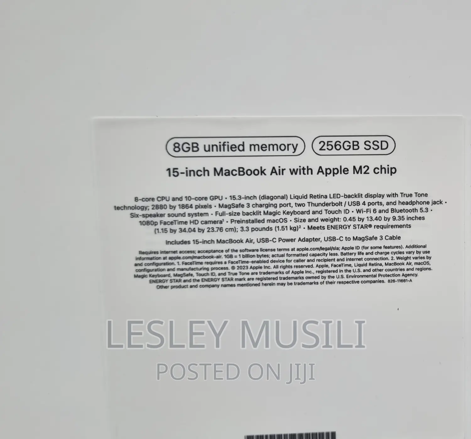 New Laptop Apple MacBook Air 2022 M2 8GB Apple M2 SSD 256GB