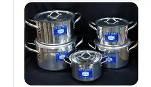 5 PCS With Lid Pardini Heavy Duty Stainless Steel Sufuria