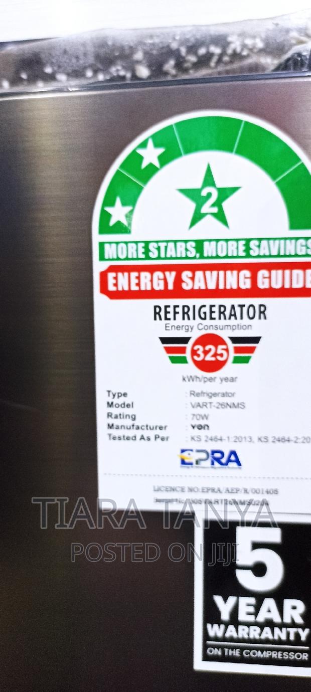 Von VART-26NMS Double Door Fridge, 202L - Silver - main view